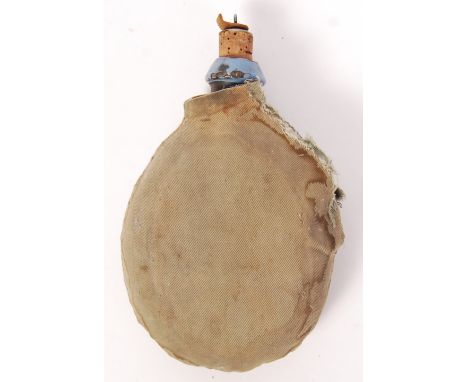 A rare WWI First World War German soldier's / infantry water bottle. Metal construction, with original cork stopper top. Orig
