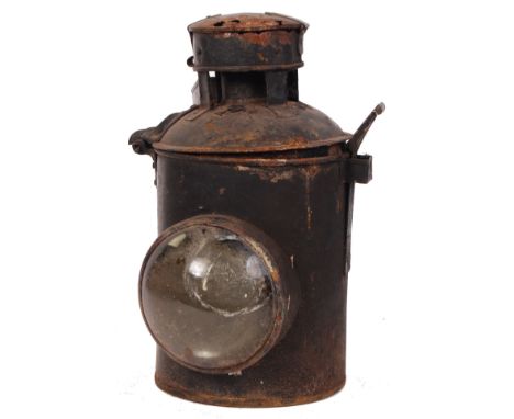 An original vintage larger-sized British Rail railway inspection lamp. Large glass lens to front, with hinged top and inner b