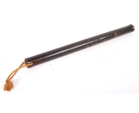 An antique 18th century William IV period Police ' Peelers ' baton / truncheon. Large single piece of ebonised wood, with han