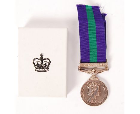 An Elizabeth II General Service Medal awarded to a 22646391 Sapper B. J. Caddy of the Royal Engineers. With ribbon and Canal 