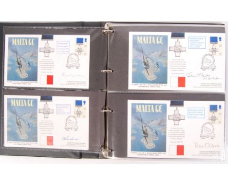 An album of 115+ assorted WWII Second World War related signed / autographed First Day Covers / FDC's. Each personally autogr