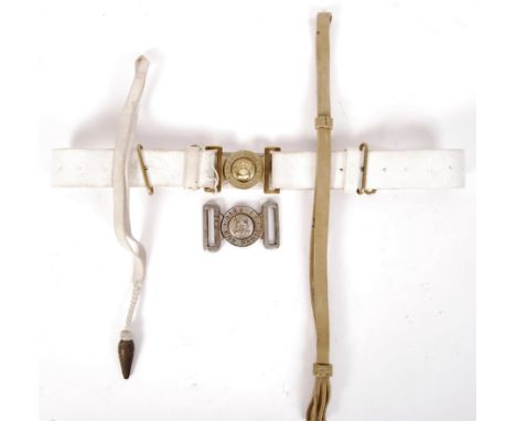 A 20th century Slade Wallace made leather uniform dress belt with ' Grenadier Guards ' brass buckle. The buckle having makers