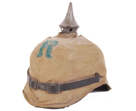 &nbsp;A superb original WWI First World War Imperial German / Prussian Pickelhaube uniform helmet. Leather construction, with