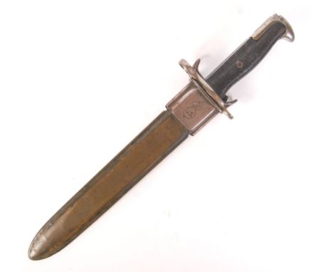 A WWII Second World War US Army M1 rifle bayonet. The ricasso marked UFH 1943, and within the original and correct ' US ' mar