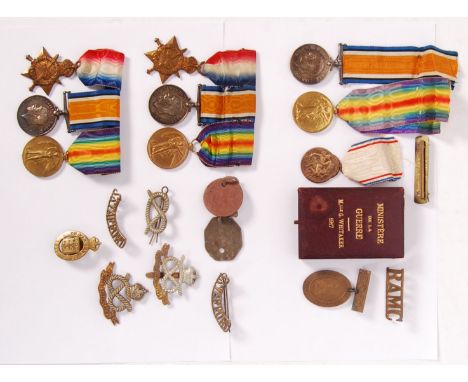 A rare and fascinating collection of three WWI First World War medal groups, all presumed to be that of a father and his two 