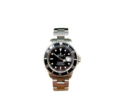 Rolex : A Gent's Stainless Steel Automatic Calendar Wristwatch, ref. 16610 Submariner, circa 2000, black dial signed Submarin