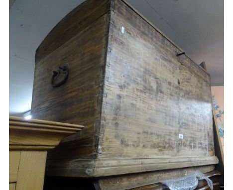 An Antique Dutch dome top pine trunk, length 3'4".