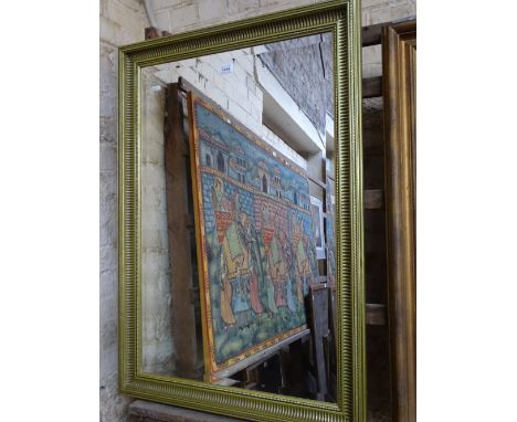 A modern gilt framed rectangular wall mirror.