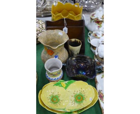 Jardiniere, stationery rack, Carltonware bowls, etc.