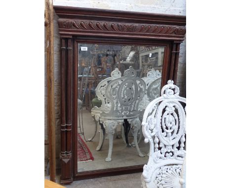A French carved oak rectangular wall mirror, width 2'11", height 3'10" with turned columns.