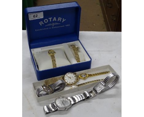 Boxed Rotary lady's wristwatch and various other wristwatches, (7).
