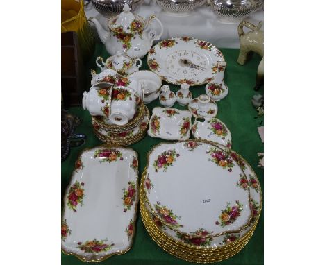 Royal Albert "Old Country Roses" tea service, including clock, cruet, etc.