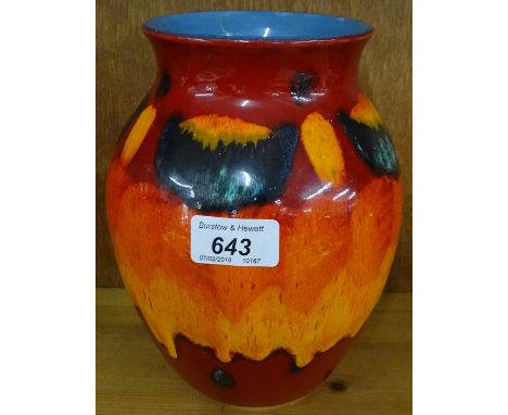 Poole Pottery orange and red abstract vase.