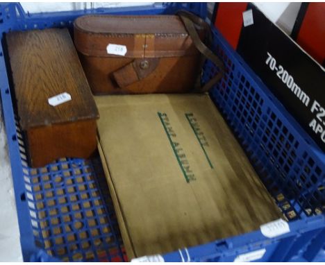 A leather cased Rohlik camera, stamp album, musical box, etc.