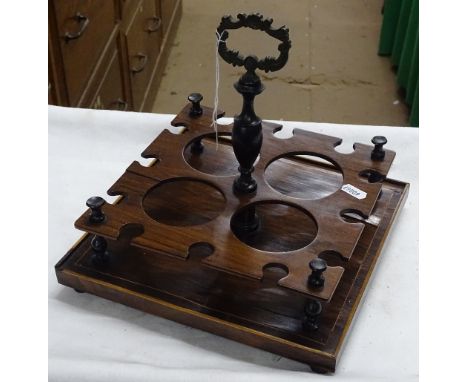 19th century mahogany decanter and glasses stand.