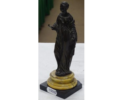 A bronze figure on marble base, probably Grand Tour item.