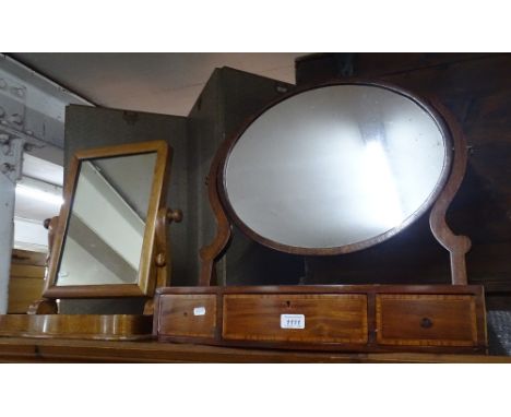 A Victorian mahogany 3-drawer swing toilet mirror and another, (2).