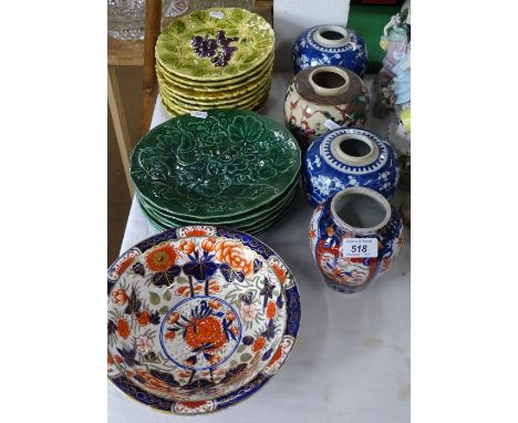 Imari vase, ginger jars, plates, etc.