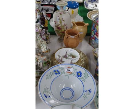 Barber's bowl, vases and plates.