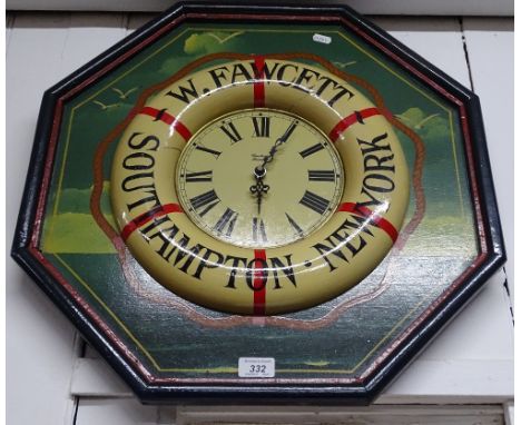 A 3 dimensional painted clock sign.