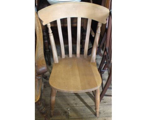 A Beechwood stick back chair, a Mahogany hall chair, an inlaid Mahogany cane seated bedroom chair and two standard lamps