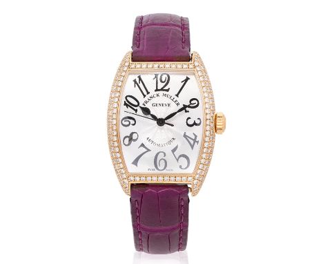 Franck Muller. A lady's 18K rose diamond set automatic wristwatchModel: Cintree CurvexReference: 7500 SC AT FO DDate: Purchas