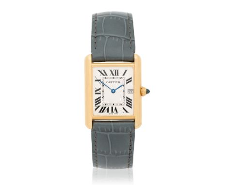 Cartier. An 18K gold quartz calendar wristwatchModel: Louis Tank Reference: 2441Date: Circa 2000Movement: 7-jewel Cal.688 qua