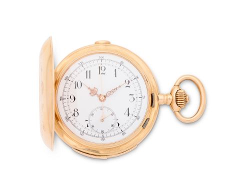 LeCoultre &amp; Co. An 18K rose gold keyless wind minute repeating full hunter chronograph pocket watchDate: Circa 1890Moveme