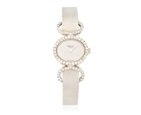 Chopard. An 18K white gold diamond set manual wind bracelet watchDate: Purchased 8th January 1982Movement: 17-jewel Cal.846 m