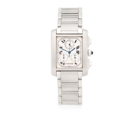 Cartier. A stainless steel quartz calendar chronograph bracelet watchModel: Tank FrancaiseReference: 2303Date: Circa 2000Move