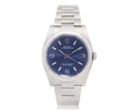 Rolex. A stainless steel automatic bracelet watchModel: Oyster PerpetualReference: 116000Date: Purchased 27th December 2018Mo