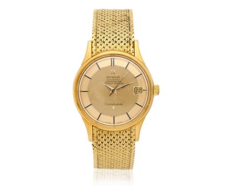 Omega. An 18K gold automatic calendar bracelet watch with pie-pan dialModel: ConstellationDate: Circa 1965Movement: Jewelled 