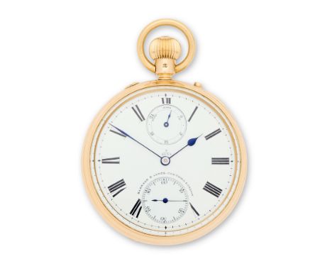 Barraud &amp; Lunds, Cornhill, London. A fine and heavy 18K gold keyless wind open face pocket watch with up/down indicationD
