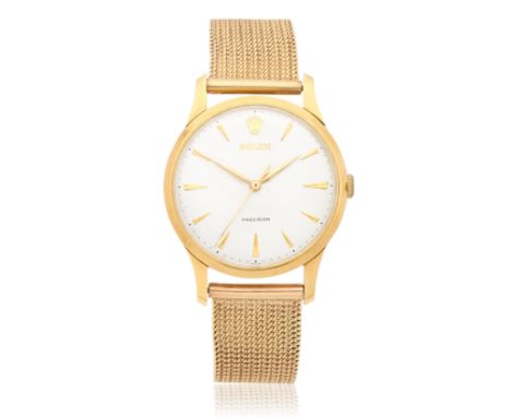Rolex. An 18K gold manual wind bracelet watchModel: PrecisionDate: Edinburgh Hallmark for 1961Movement: 17-jewel Cal.1215 man
