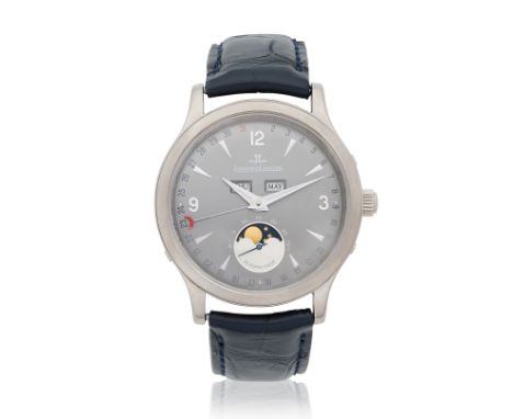 Jaeger-LeCoultre. A recently serviced 18K white gold automatic triple calendar wristwatch with moon phaseModel: Master Contro