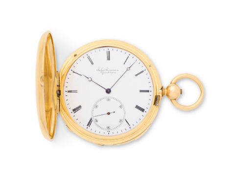 Jules Jurgensen, Copenhagen. A heavy fine 18K gold key wind 5 minute repeating full hunter pocket watchDate: Circa 1850Moveme