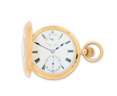 An 18K gold keyless wind half hunter pocket watch with up/down indicationDate: Chester Hallmark for 1931Movement: Gilt 3/4 pl