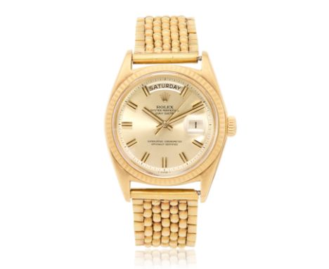 Rolex. An 18K gold automatic calendar bracelet watchModel: Day-DateReference: 1803Date: Circa 1969Movement: 26-jewel Cal.1556