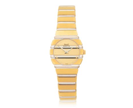 Piaget. A lady's two colour 18K gold quartz bracelet watchModel: PoloReference: 861 C 701Date: Circa 1980Movement: 4-jewel Ca