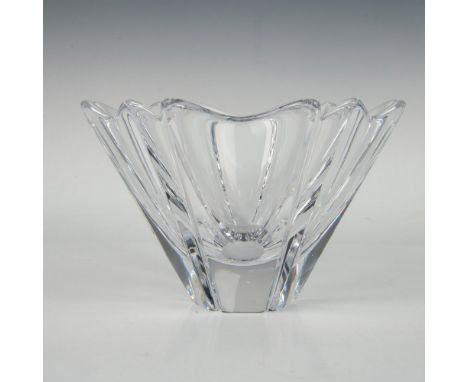 Exquisite Swedish crystal hexagonal flaring bowl. Etched signature backstamp. Artist: Lars HellstenDimensions: 4.5"H x 8.25" 