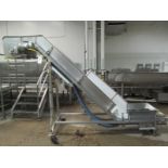 HMI 102" x 18" S.S. Incline Conveyor, Interlock w/ 2" Flights, S/N n/a