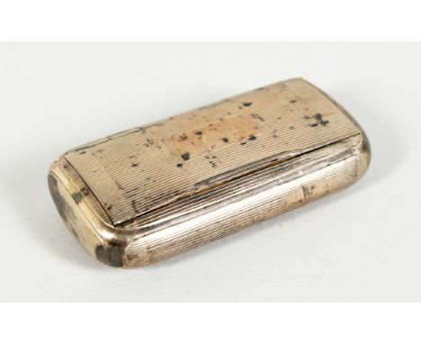 A GEORGE III SILVER RIBBED SNUFF BOX, 3 inches long, London, 1805.