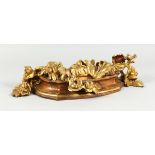A CARVED GILDED FRAME WITH ACANTHUS CARVING. 20 in. x 10 in.