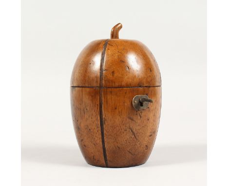 A POLISHED MELON SHAPED  TEA CADDY 6 ins high