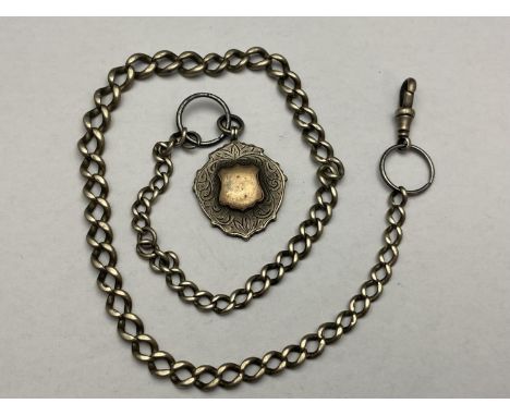 A hallmarked silver Albert chain and fob 40.45g
