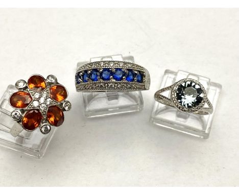 Three 925 silver fashion rings