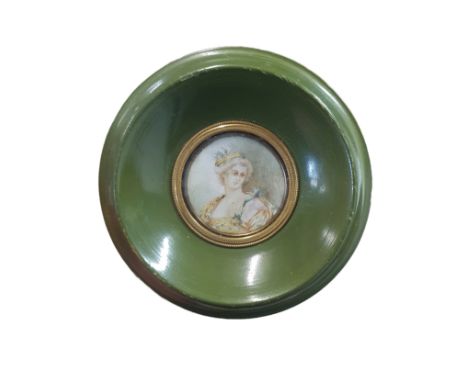 A early Victorian framed hand painted miniature portrait in wooden frame overall dimensions 15x15cm