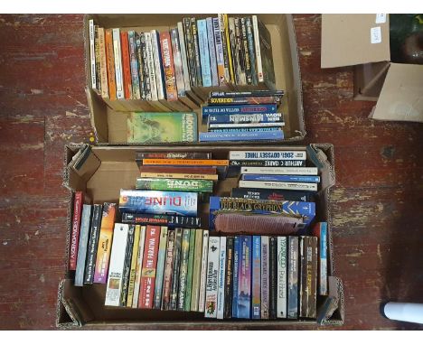A large selection of assorted vintage sci-fi books, shipping unavailable