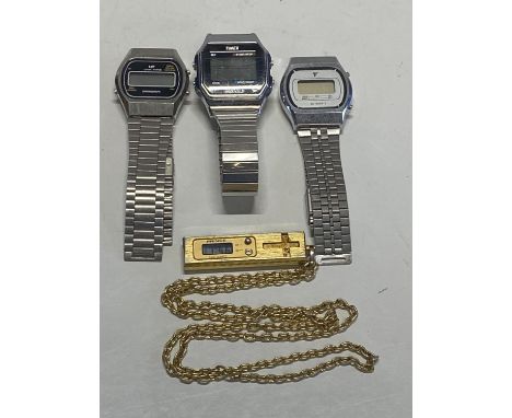Four vintage digital men's watches