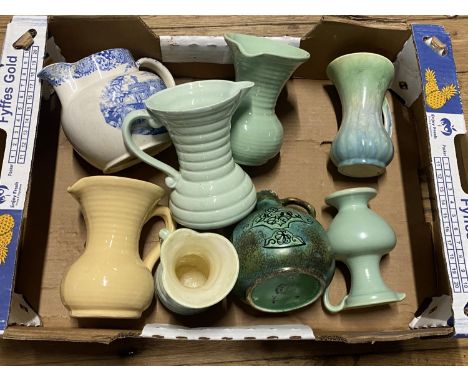 A box of vintage ceramic jugs, shipping unavailable